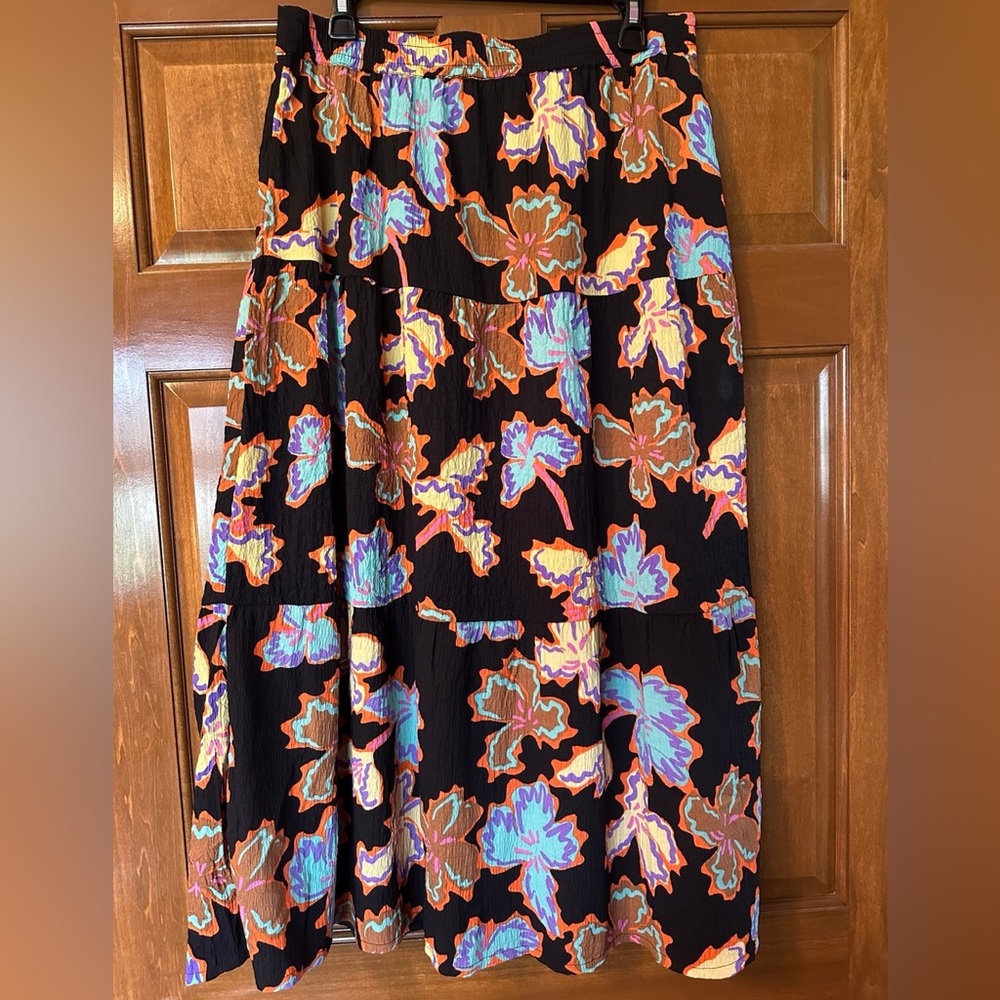 Anthropologie Compania Fantastica Floral Black Skirt. Made in Spain. NWT. Large.